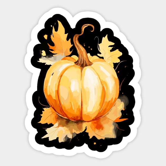 Fall Pumpkin Watercolor Art Sticker by ArtVault23